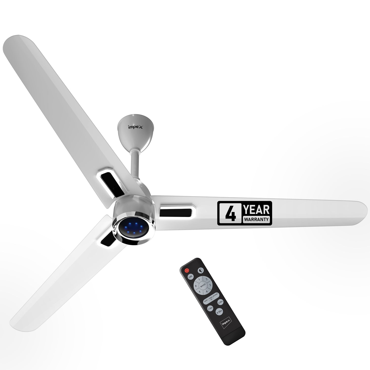 Impex ATOM GLOW WHITE 1200 mm BLDC Ceiling Fan with Remote, 5-Star Rating and Smart Glow LED