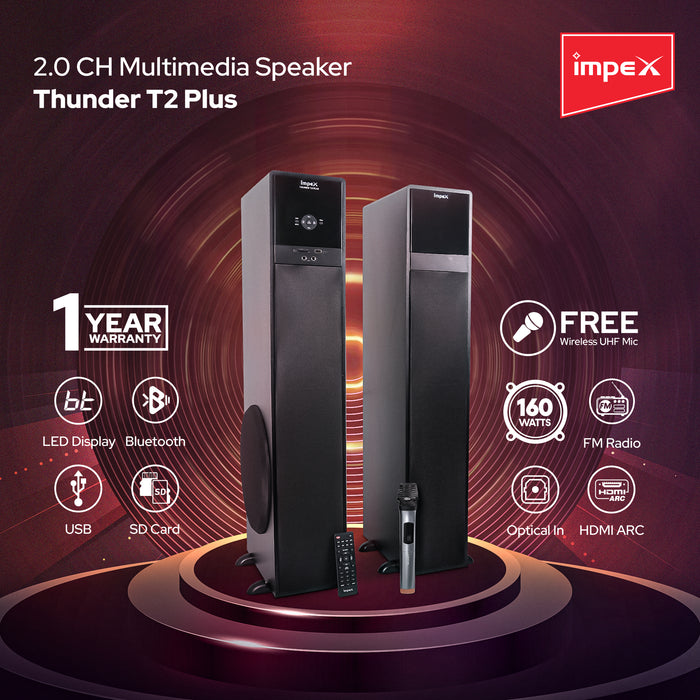 Impex Tower Speaker 2.0 (THUNDER T2 Plus) — Impex store
