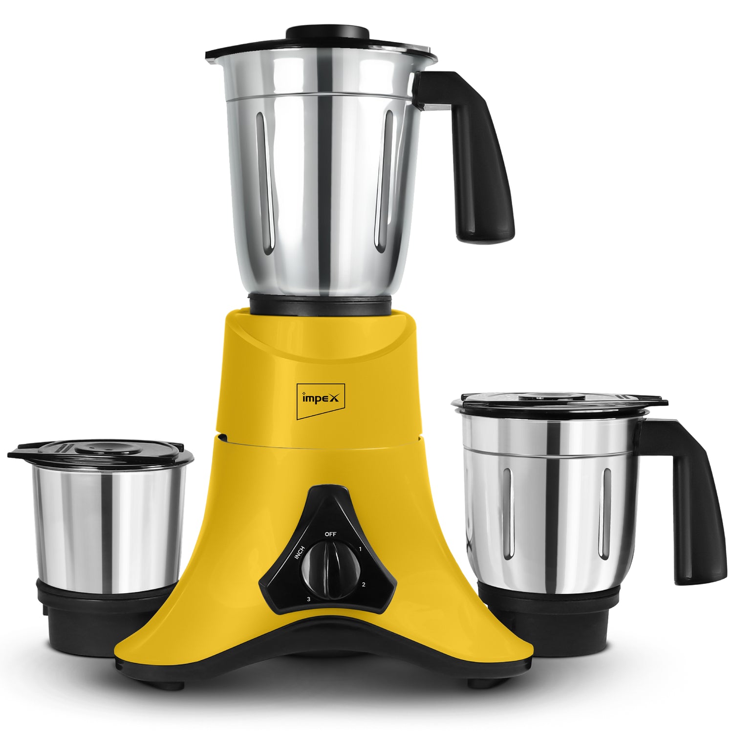IMPEX Grind Q 600 Mixer Grinder with Over Current Protection | 3+2 Year Warranty | 600 W Mixer Grinder  (Grind Q 600 | 3 Jars | Yellow, Black)