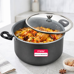 Biryani Pot 8 Ltr With Glass Lid IBP8 | Non-Stick| Induction Friendly | 1 Year Warranty