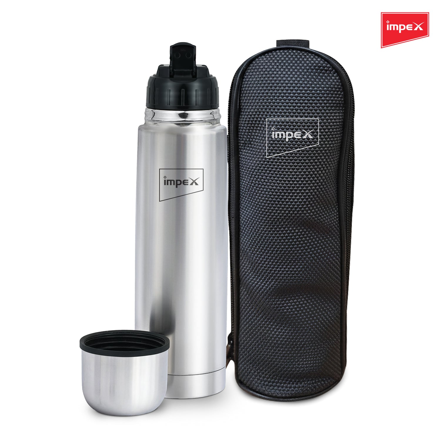 Impex IFK 1000F Thermosteel Flask, 1000 ml, Double Walled, Hot & Cold Compatible, with Flip Lid and 1-Year Warranty