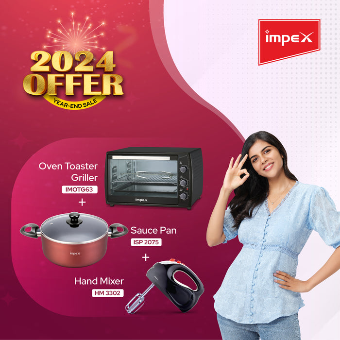 Impex Special combo Oven Toaster Griller (IMOTG63), HM-3302 200W Hand Mixer and ISP-2075 Sauce Pan