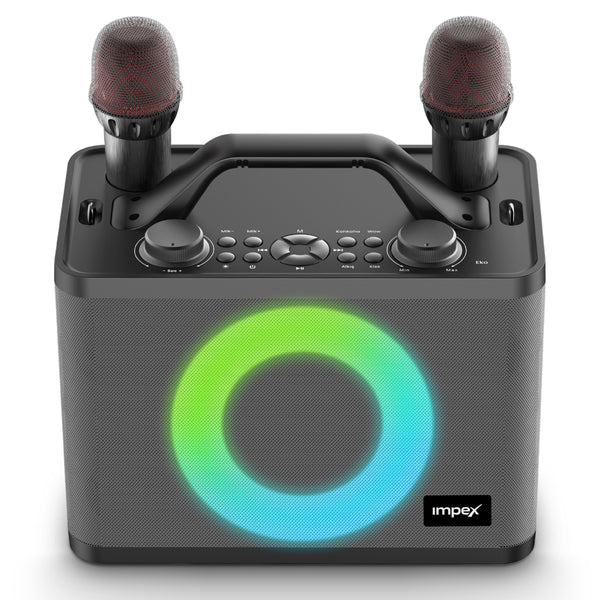 Portable Karaoke Speaker KM1306 50W RMS | Dual Rechargeable Wireless Microphones | Bluetooth Connectivity