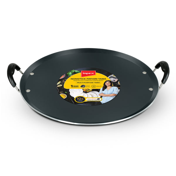 IPT 36 Black 36 cm Pathiri Tawa | Aluminium | Non-Stick with Induction Bottom | 1-Year Warranty