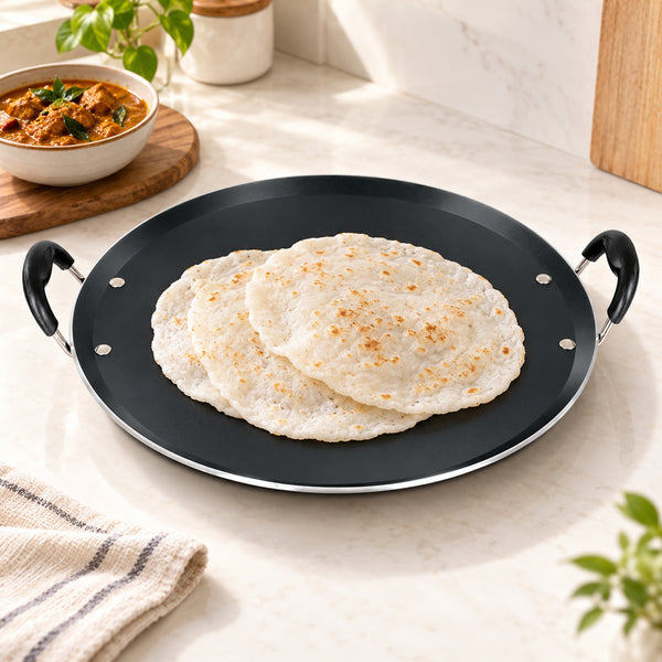 IPT 36 Black 36 cm Pathiri Tawa | Aluminium | Non-Stick with Induction Bottom | 1-Year Warranty