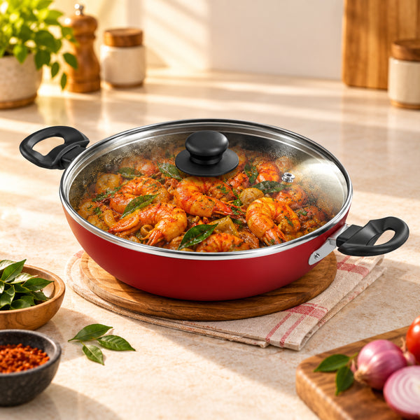 ISP-2075 Nonstick Aluminium Sauce Pan | 2L | 20cm | 3-Layer Nonstick Coating | Induction Base | Glass Lid | Cool-Touch Bakelite Handle