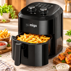 MIGO AirFryer 4.5 L Black |1200W Oil-free Cooking | Fry, Grill, Roast, Steam, and Bake | 2 Years Warranty
