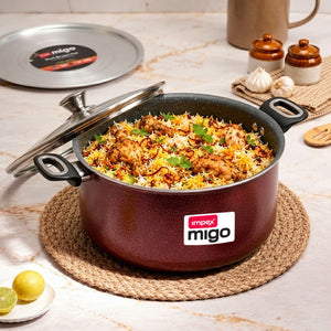 MIGO 8 Litre Non Stick Biryani Pot | Granite Coating | Induction & Gas Compatible