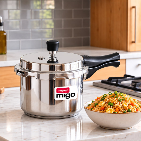 MIGO IFC 3 Stainless Steel Pressure Cooker | Induction Base | Sandwich Bottom | Outer Lid | Gas & Induction Compatible | 5-Year Warranty