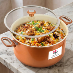 MIGO Pearl Ceramic Biriyani Pot 8L with Glass Lid | Induction & Gas Compatible | PEARL 3213