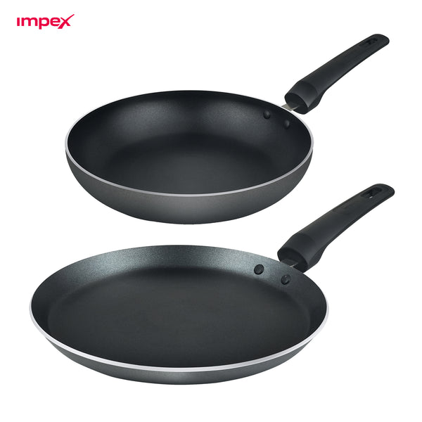NVTF 2624 Non-Stick Cookware Set | 26cm Fry Pan & 24cm Tawa | Induction Compatible | 1 Year Warranty