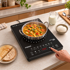 OMEGA H6A TX200 2000W Induction Cooktop | Crystalline Glass Top | 8 Pre-Programmed Cooking Modes | Easy Touch Control | 4-Digit LED Display | Overheat Protection | Auto Shut-Off | 1 Year Warranty