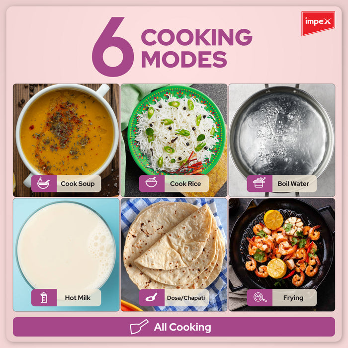 Impex OMEGA L1 TX180 Induction Cooker with 1800W Power | 6 Cooking Modes, LED Display & Timer