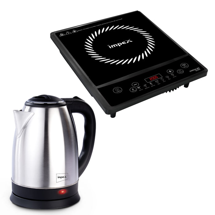 Impex special combo STEAMER-1501 Stainless Steel Electric Kettle (1.5 Litre) and Induction Cooker (OMEGA M3 DX200)