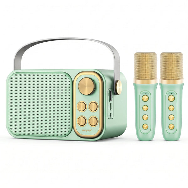 Portable Bluetooth Karaoke Speaker KM-1302 | 2 Wireless Mics | 1-Year Manufacturing Warranty