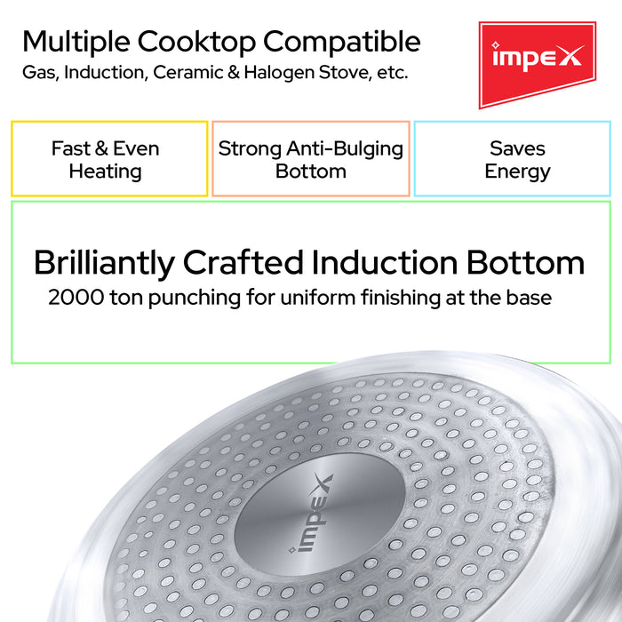 IMPEX Induction Base Combo 2 L, 3 L, 5 L Aluminium Induction Bottom Pressure Cooker