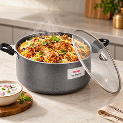 Dum Biryani Pot 10L RDBP10 Grey | PFOA-Free | Tempered Glass and Dum Lid | Induction Compatible | 1 Year Warranty |