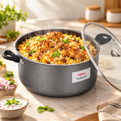 Dum Biryani Pot 12L RDBP12 Grey | PFOA-Free | Tempered Glass and Dum Lid | Induction Compatible | 1 Year Warranty