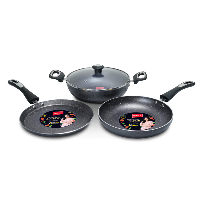 Impex Royal Granite Cookware 4 PCS Set - Grey