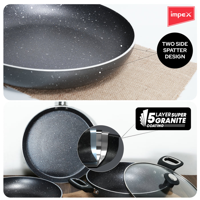 Impex Royal Granite Cookware 4 PCS Set - Grey