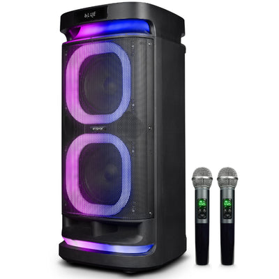 RollingStorm TR25 Party Speaker | 160W | Dual 8" Speakers | Dual Rechargeable Wireless Karaoke Mics | TWS | RGB LED Lights | Guitar Input