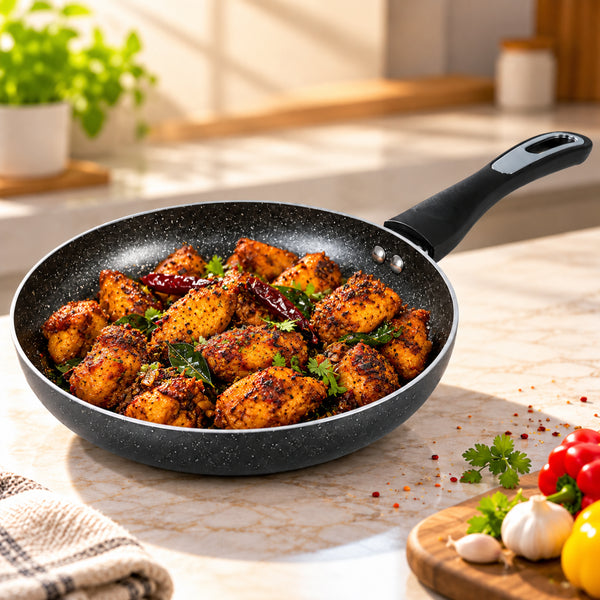 Royal Granite Fry pan RFP24G | Non-stick | 5-Layer Granite Coating | Induction Base |1 Year Warranty