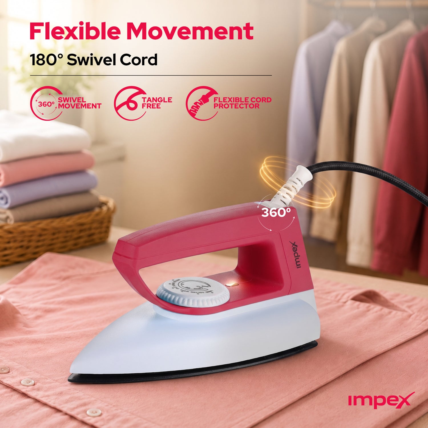 Showy DX Iron Box Pink White | Lightweight | Fast Heating & Non-Stick Soleplate