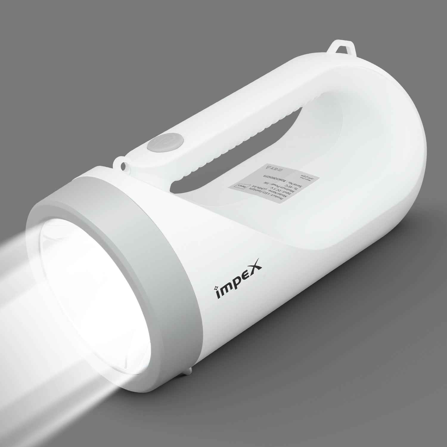 Impex LUMIN A4 Rechargeable LED Flashlight with 3600 mAh Li-ion Battery and USB Type-B Charging (White and Gray)