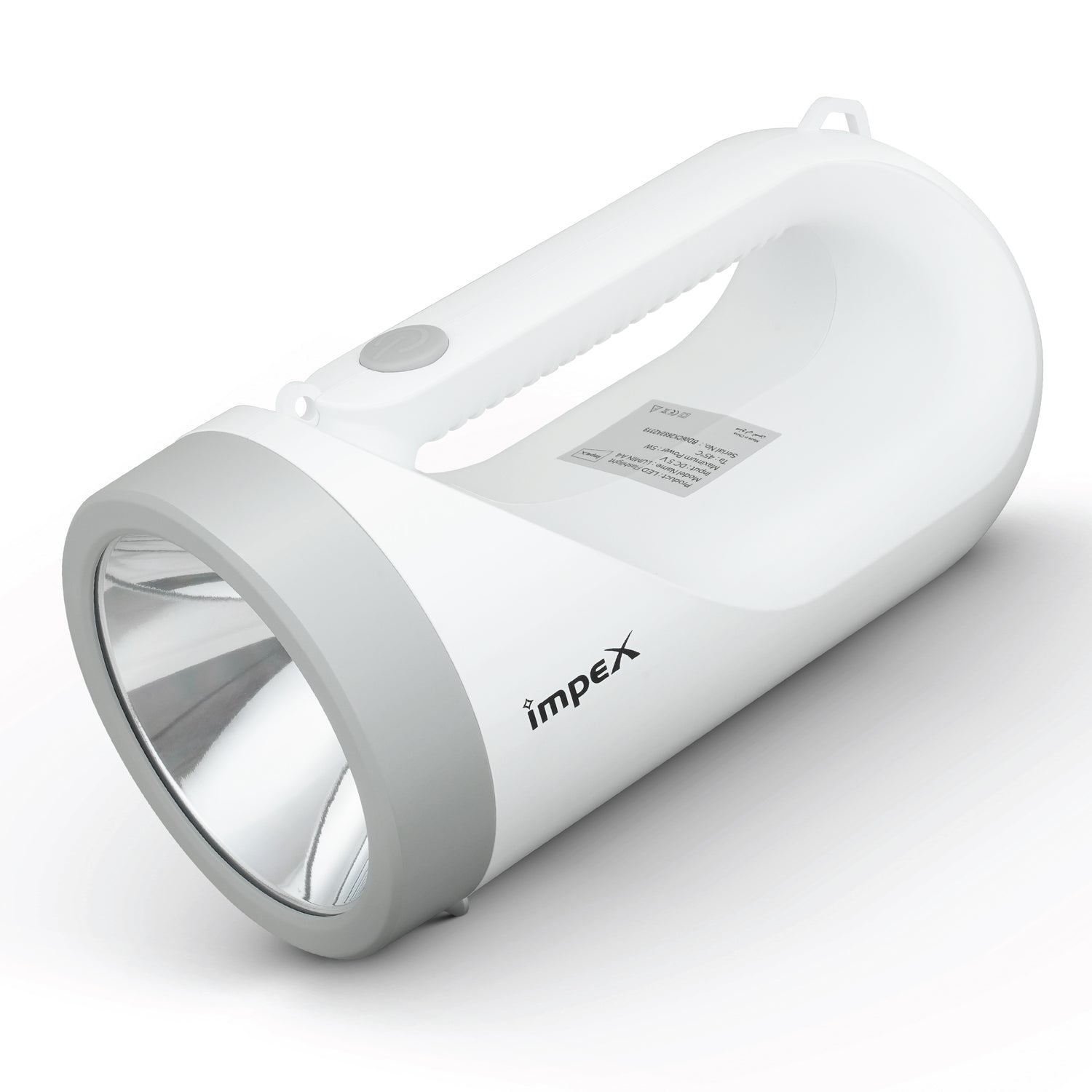 Impex LUMIN A4 Rechargeable LED Flashlight with 3600 mAh Li-ion Battery and USB Type-B Charging (White and Gray)