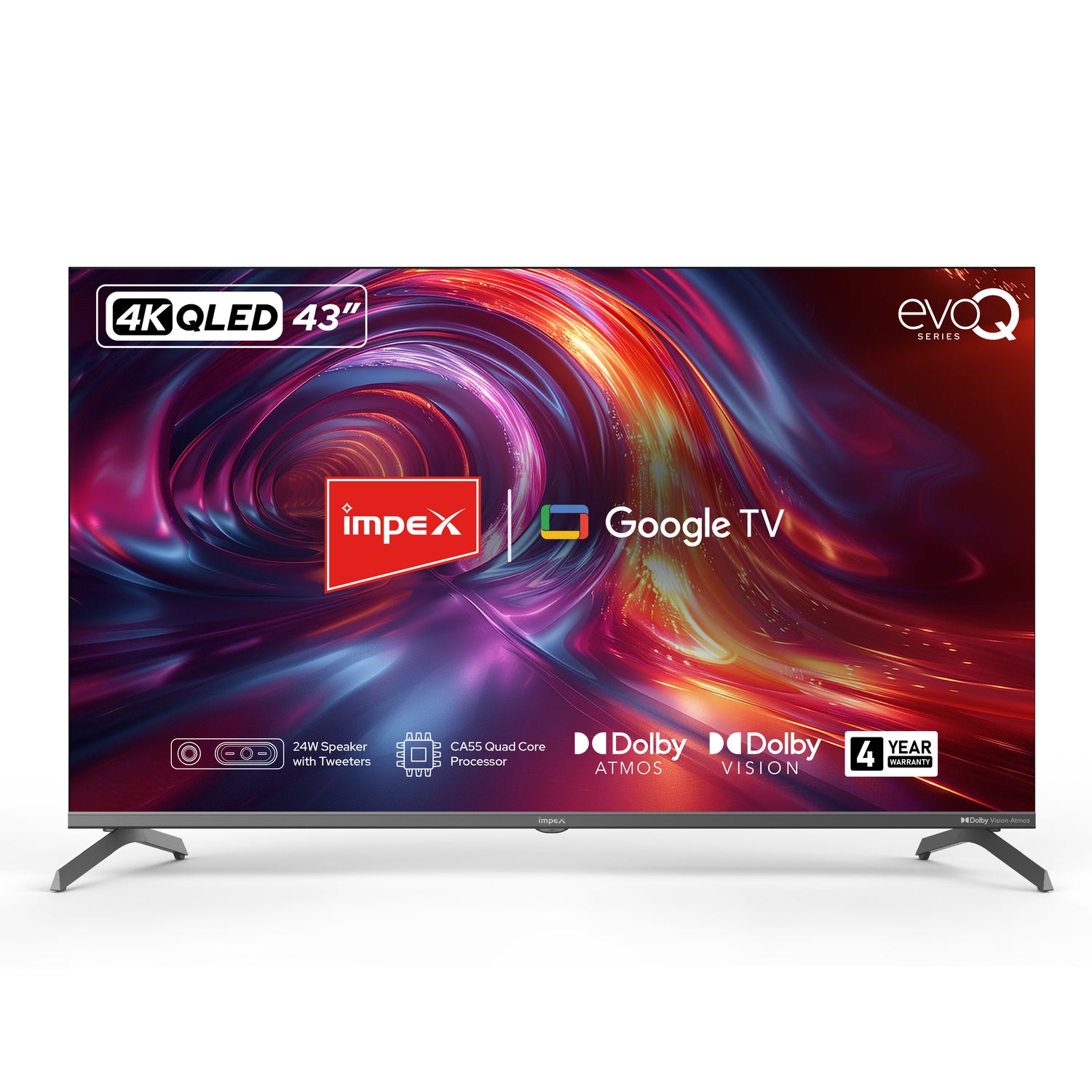 IMPEX|evoQ 43S4QLC3| 43"|4K QLED|GoogleTV|HDR10|120Hz DLG|Dolby Vision|Dolby ATMOS|ALLM|MEMC|24W SPEAKER|4 Year Warranty