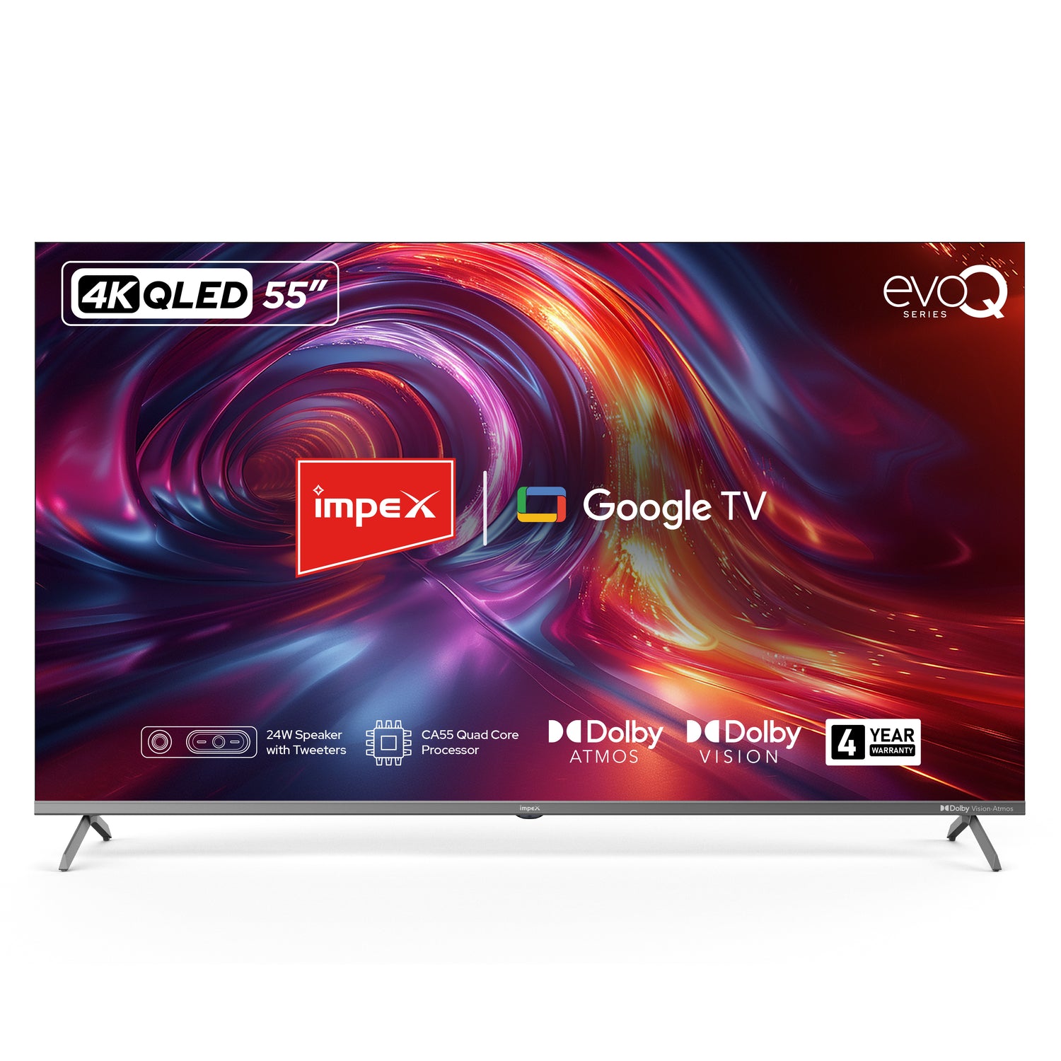 IMPEX|evoQ 55S4QLC3| 55"|4K QLED|GoogleTV|HDR10|120Hz DLG|Dolby Vision|Dolby ATMOS|ALLM|MEMC|24W SPEAKER|4 Year Warranty