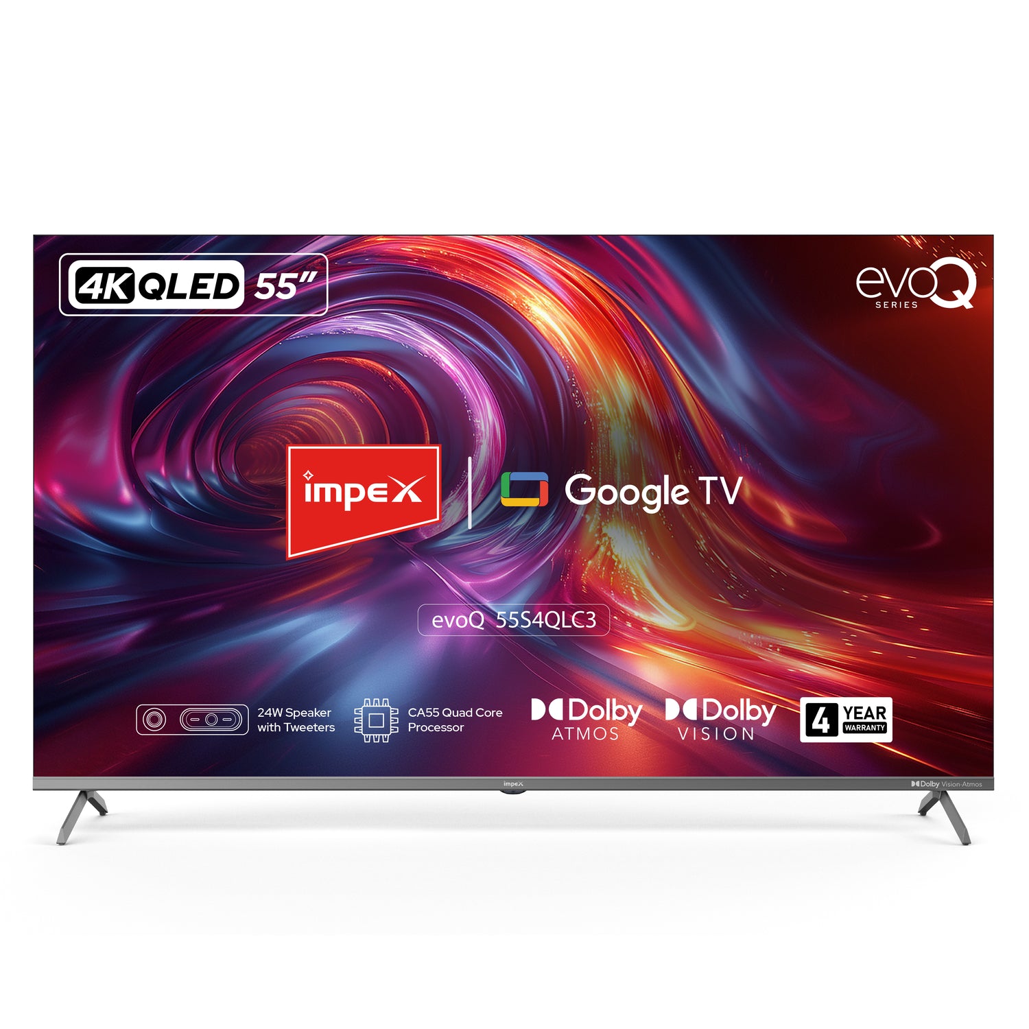IMPEX|evoQ 55S4QLC3| 55"|4K QLED|GoogleTV|HDR10|120Hz DLG|Dolby Vision|Dolby ATMOS|ALLM|MEMC|24W SPEAKER|4 Year Warranty