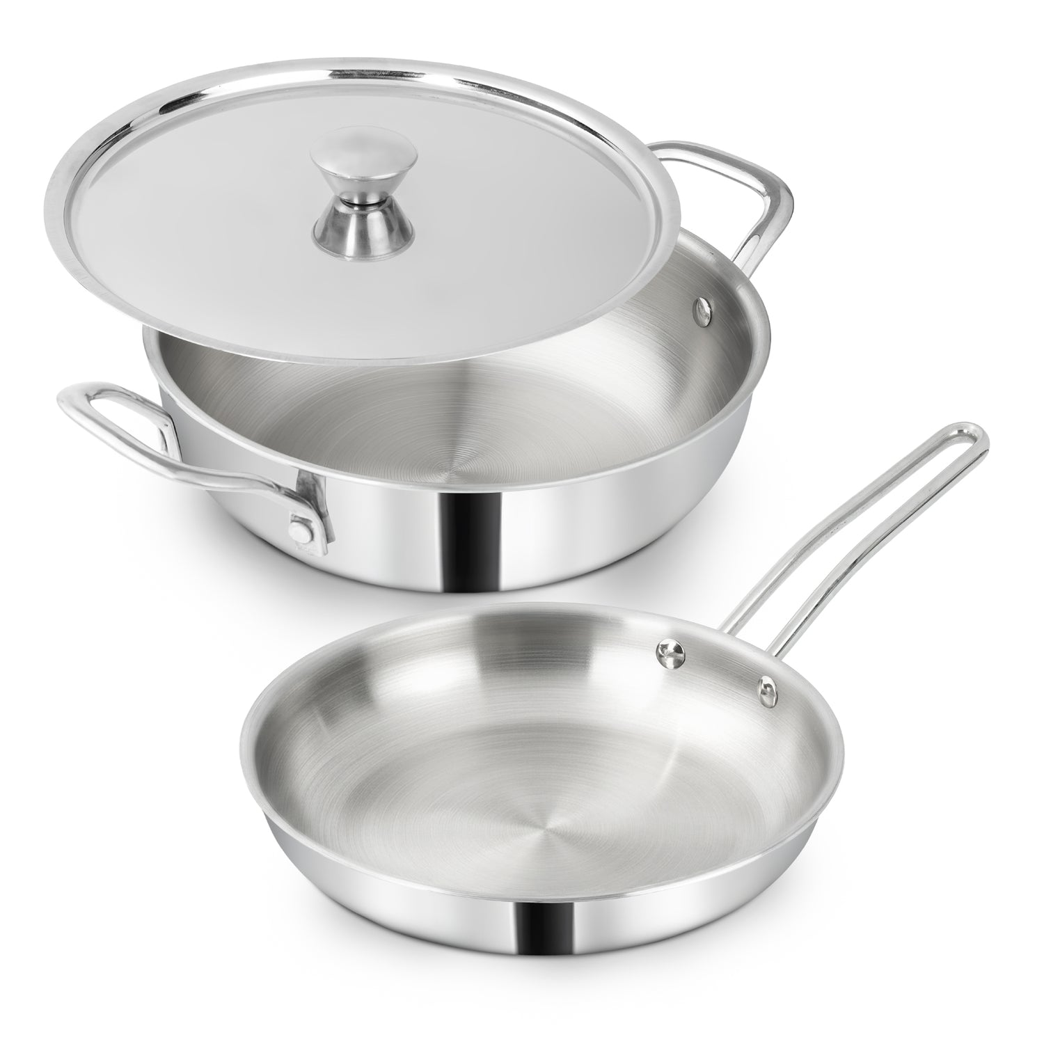 Impex TKF 2422 Migo 3-Piece SS Triply Cookware Set with  Kadai,  Fry Pan, and Stainless Steel Lid