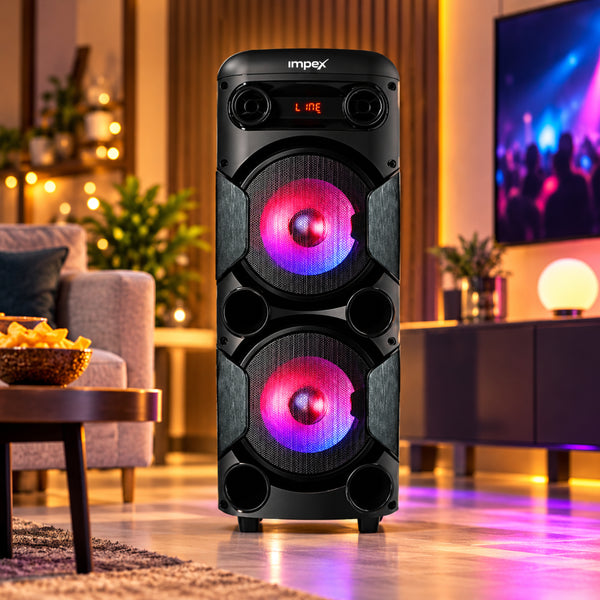 TS-8001 Portable Trolley Speaker | 80W RMS | Bluetooth | Wireless Mic | USB/TF/FM/AUX | LED DJ Lights | Remote Control