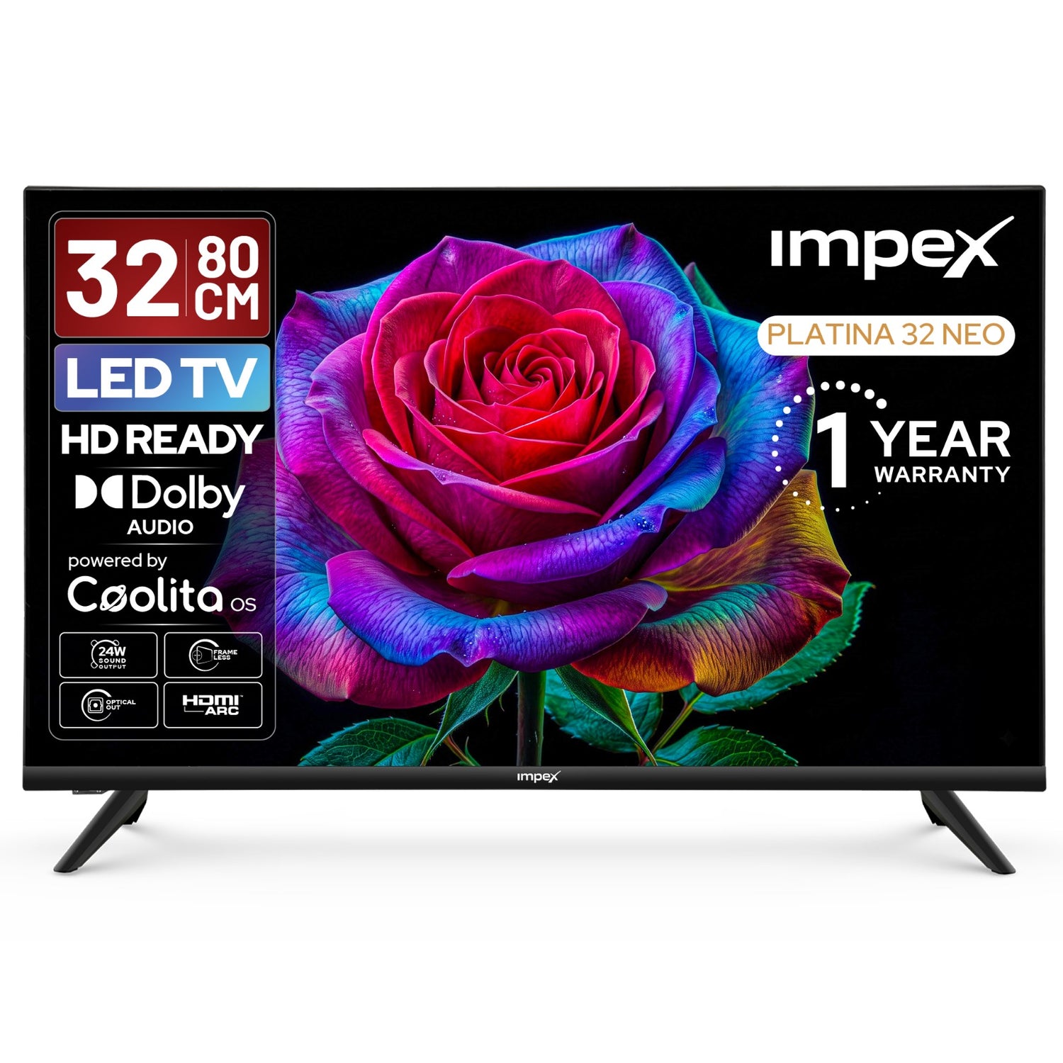 PLATINA 32 NEO 32 Inch HD Ready Smart LED TV | Dolby Audio | A+ Panel | 16.7 Million Colors | Coolita OS | 60Hz