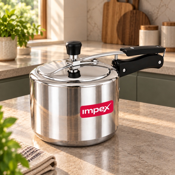 INSTAR IB3M 3 Litre Aluminium Inner Lid Pressure Cooker | Induction & Gas Compatible | Virgin Aluminium | 5-Year Warranty