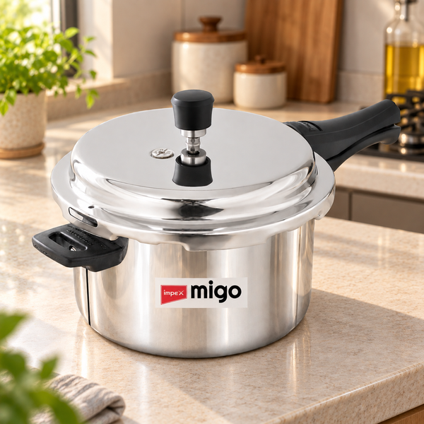 MIGO TPC 5N Serene 5 Litre Triply Pressure Cooker | Triply Stainless Steel Body | Induction & Gas Compatible |1 Year Warranty