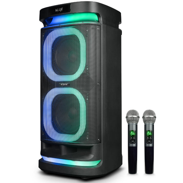 RollingStorm TR55 Party Speaker | 200W | Dual 10" Speakers | Dual Rechargeable Wireless Karaoke Mics | TWS | RGB LED Lights | Guitar Input