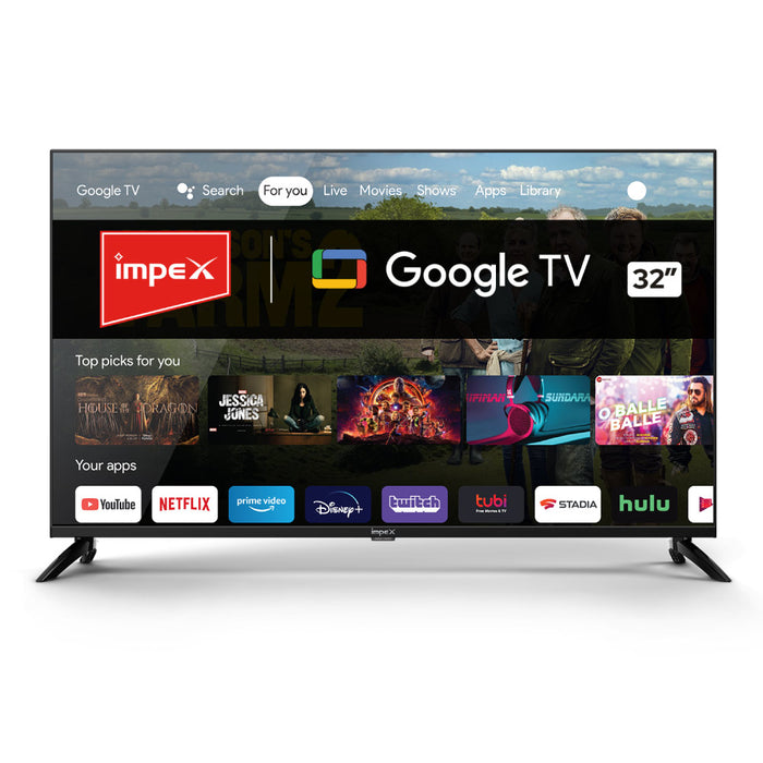 Impex evoQ 32S3RLC2 Android 11 LED Google TV, 2 Years Warranty, Storage Memory 8GB and 1.5 GB RAM (Black)