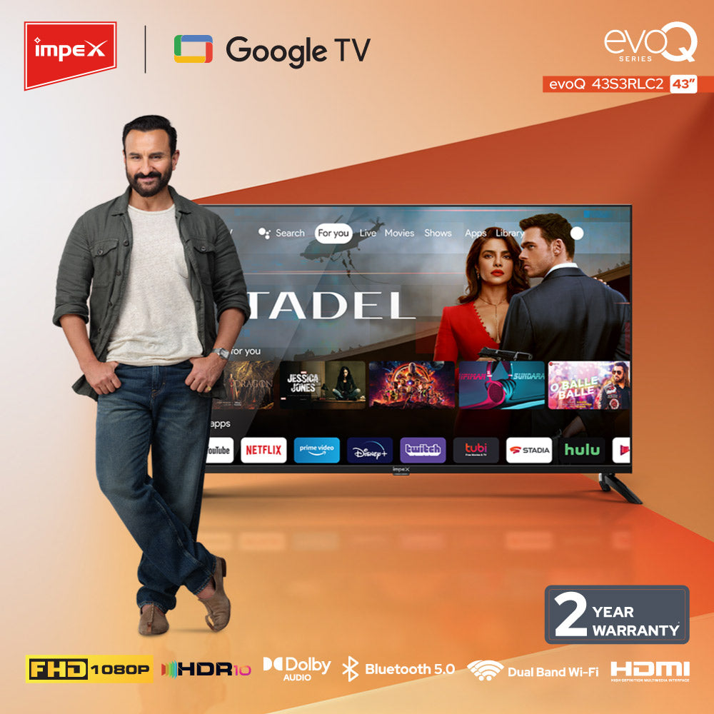 Impex EvoQ 43S3RLC2 108cm (43 inches) Full HD Certified Google LED TV (Black)