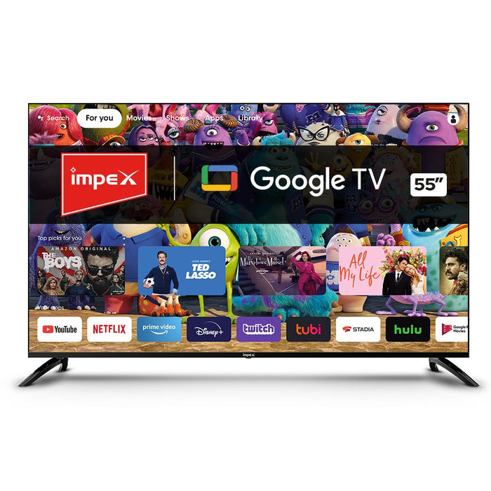 Impex evoQ 55S4RLC2 Android 11 LED Google TV, 2 Years Warranty, Storage Memory 16GB and 2 GB RAM (Black)