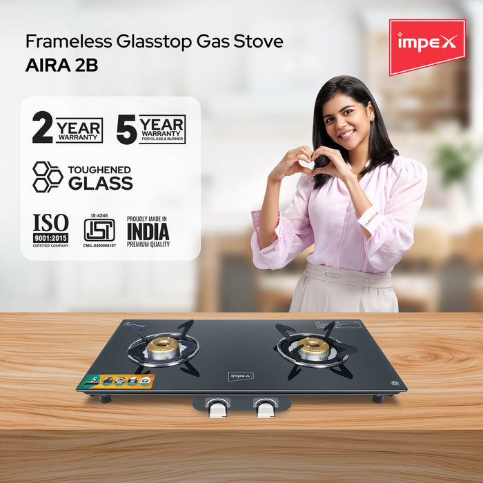 Impex AIRA 2B Frameless Glass top Gas Stove