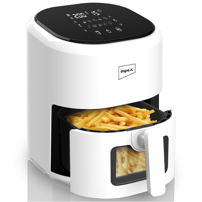 Impex Smart Fry DS45 Air Fryer 4.5 L, 1200 W | 80% Less Oil | Instant Electric Air Fryer | Auto Cut Off | Fry, Grill, Roast, Steam, and Bake | 2 Year Warranty (White)