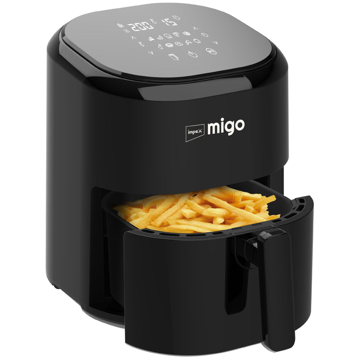 Impex Migo Digital Air Fryer 10 in 1 Airfryer, 1200 W 4.5 L Instant Electric Air Fryer for Home Auto Cut Off, Fry, Grill, Roast, Steam, and Bake 2 Years Warranty (Black)