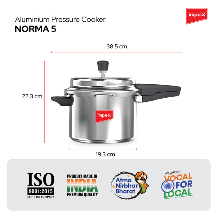 Impex special combo Norma 5 litres Aluminium Pressure Cooker and 4Pcs cookware set RKTF 24