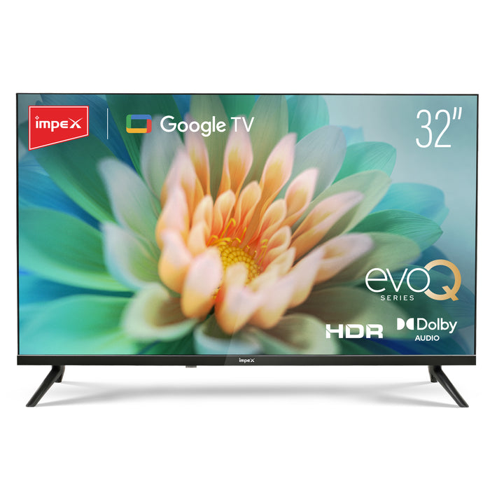 Impex 32 Inch HD Ready Google TV evoQ 32S2RLD2 | Android 11 | HDR | LED TV |4 Years Warranty | Storage Memory 8GB and 1.5 GB RAM (Black)
