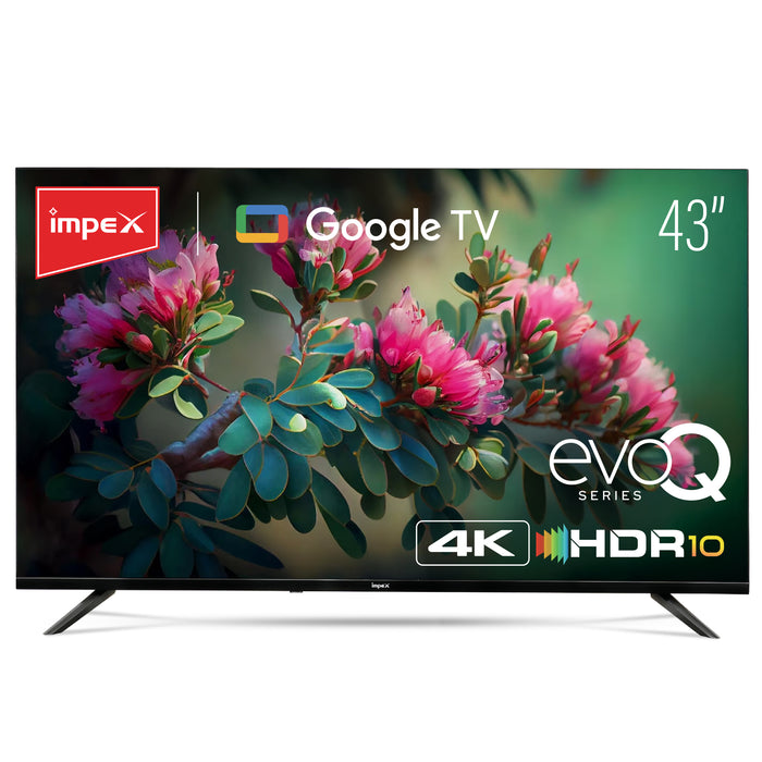 Impex 43 Inch UHD Google TV evoQ 43S4RLD2 | Android 11 | HDR | LED TV | 4 Years Warranty | Storage Memory 8GB and 2 GB RAM (Black)