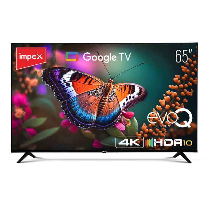Impex 65 Inch UHD Google TV evoQ 65S4RLD2 | Android 11 | HDR | LED TV | 4 Years Warranty | Storage Memory 8GB and 2GB RAM (Black)