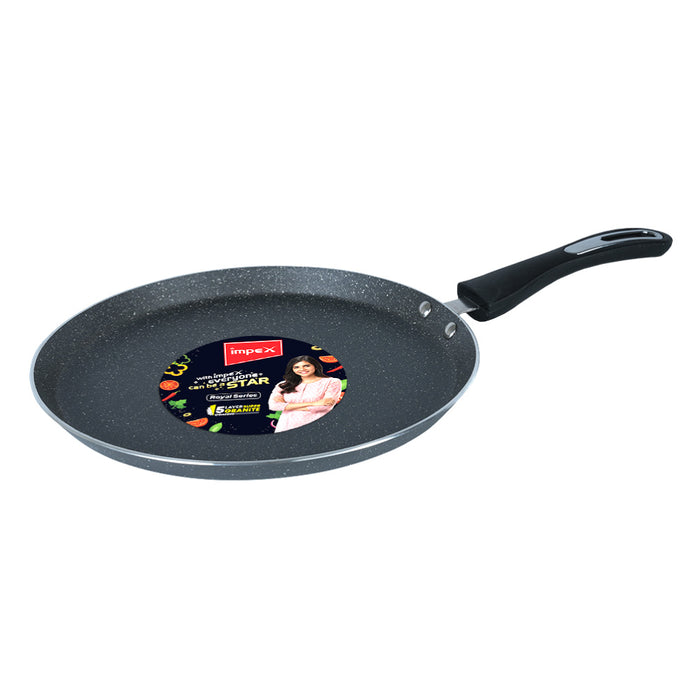 Impex Royal Granite nonstick Tawa pan 26 cm (RTP26G) with 5-Layer Granite Coating, Induction Base Tawa pan Compatible for Induction, Electric and Gas Stove Tops Having 1 Year Warranty (Grey)