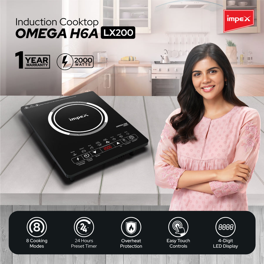 IMPEX 2000 W Induction Cooktop Touch Panel (Black, 8 Cooking Modes,Ove ...